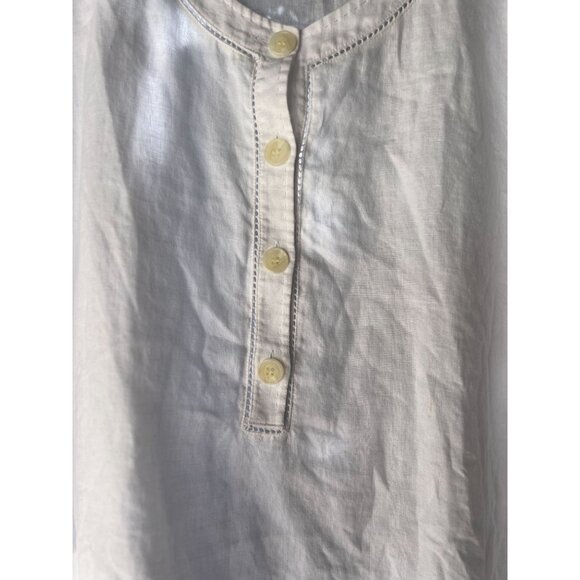NEW Lafayette 148 White Boho Chic Tunic Top M 100% Linen Front Button Pockets - Picture 6 of 12